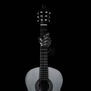 Preview wallpaper guitar, hand, bw, musical instrument, music