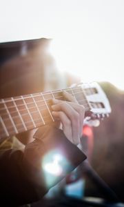 Preview wallpaper guitar, hand, strings, fingers, musical instrument