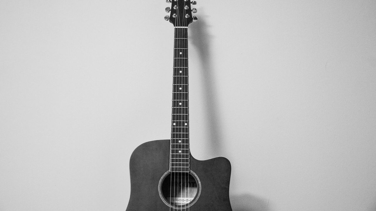 Wallpaper guitar, musical instrument, bw