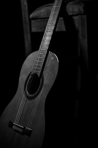 Preview wallpaper guitar, musical instrument, dark, bw