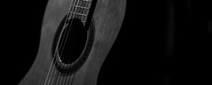 Preview wallpaper guitar, musical instrument, dark, bw