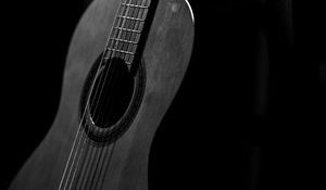 Preview wallpaper guitar, musical instrument, dark, bw