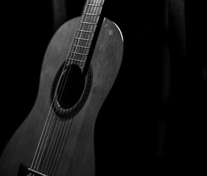 Preview wallpaper guitar, musical instrument, dark, bw