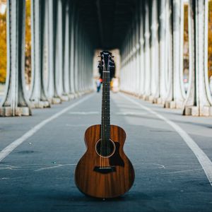 Preview wallpaper guitar, musical instrument, fretboard, tunnel
