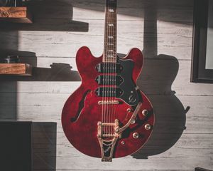 Preview wallpaper guitar, musical instrument, headphones, music