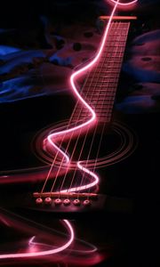 Preview wallpaper guitar, musical instrument, neon, backlight