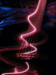 Preview wallpaper guitar, musical instrument, neon, backlight