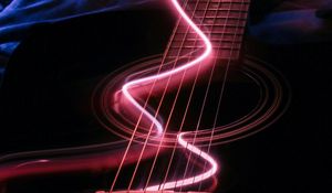 Preview wallpaper guitar, musical instrument, neon, backlight