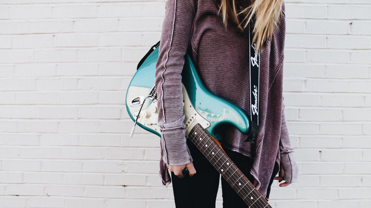 Wallpaper guitar, musician, girl, musical instrument