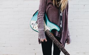 Preview wallpaper guitar, musician, girl, musical instrument