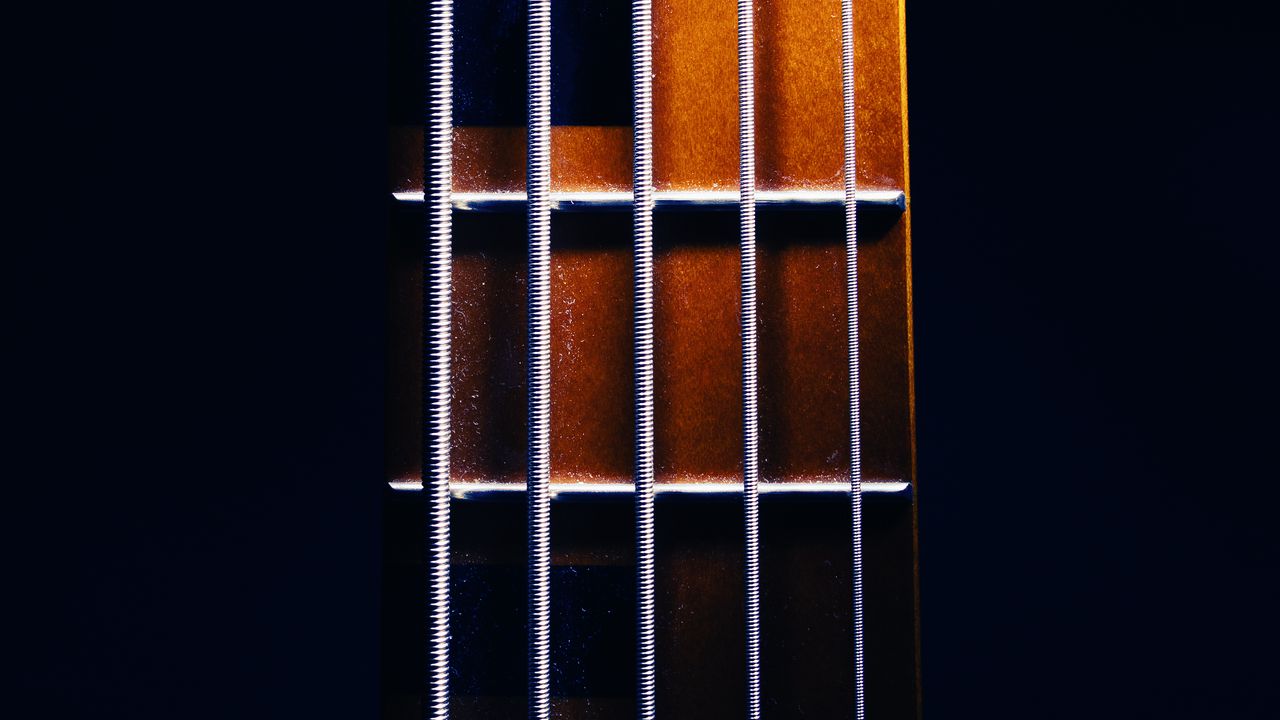 Wallpaper guitar, neck, strings, music, dark