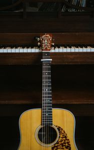 Preview wallpaper guitar, piano, musical instrument, strings, keys, music