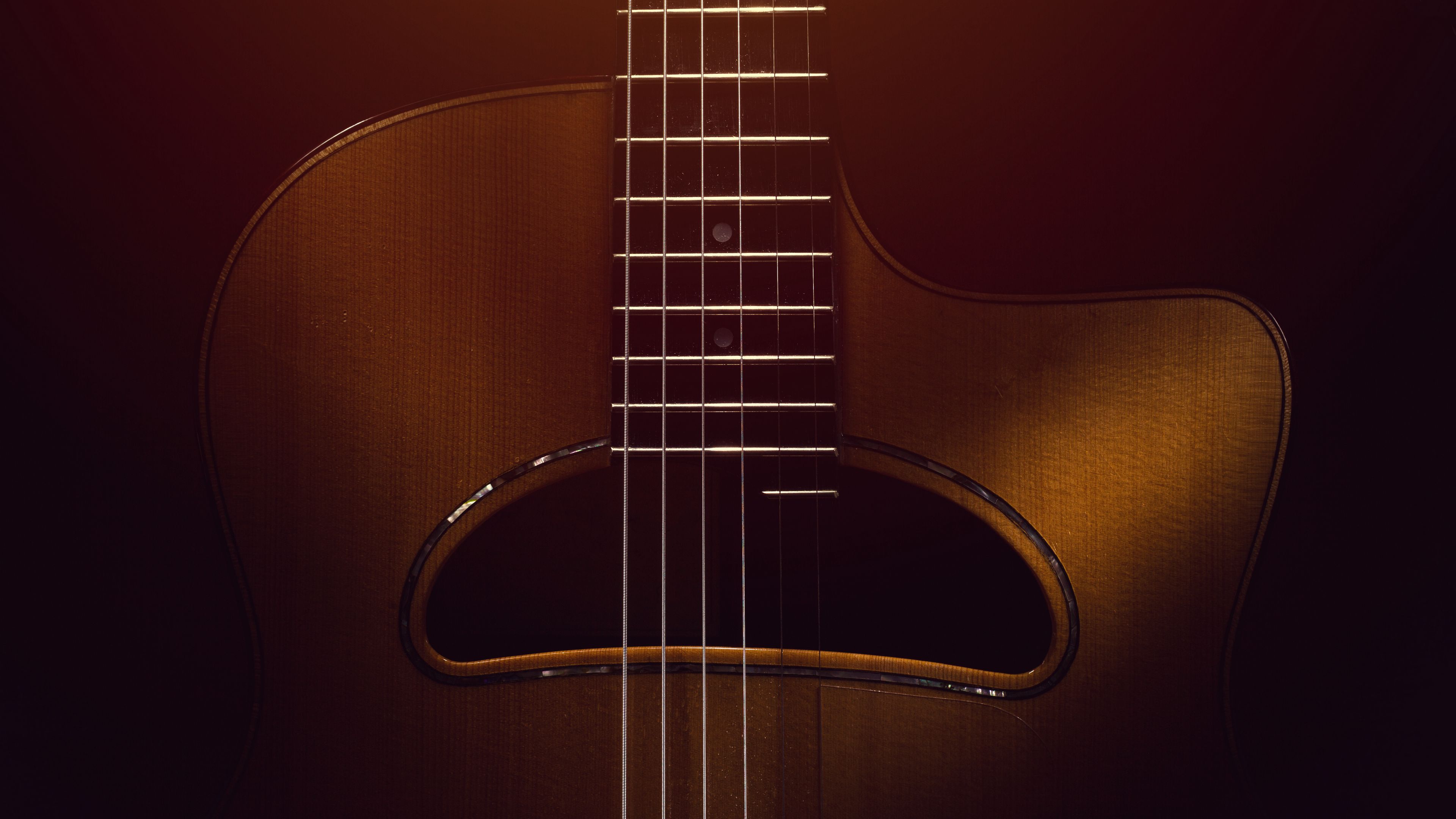 Download wallpaper 3840x2160 guitar, strings, fretboard, music, brown ...