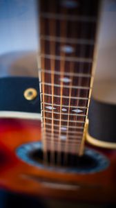 Preview wallpaper guitar, strings, fretboard, blur, music