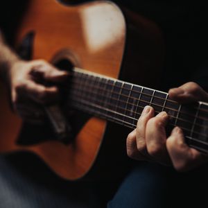 Preview wallpaper guitar, strings, fretboard, macro, music, hands