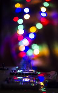 Preview wallpaper guitar, strings, glow, bokeh, music