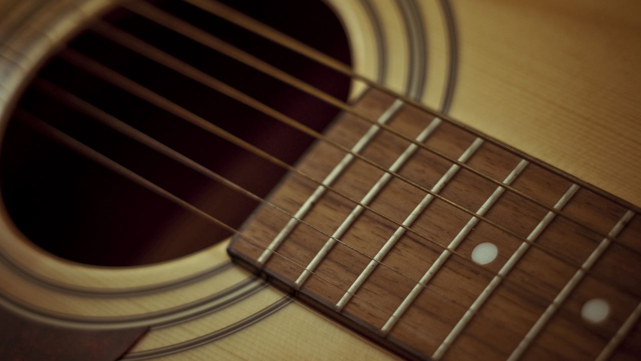 Wallpaper guitar, strings, metal, wood