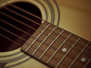 Preview wallpaper guitar, strings, metal, wood