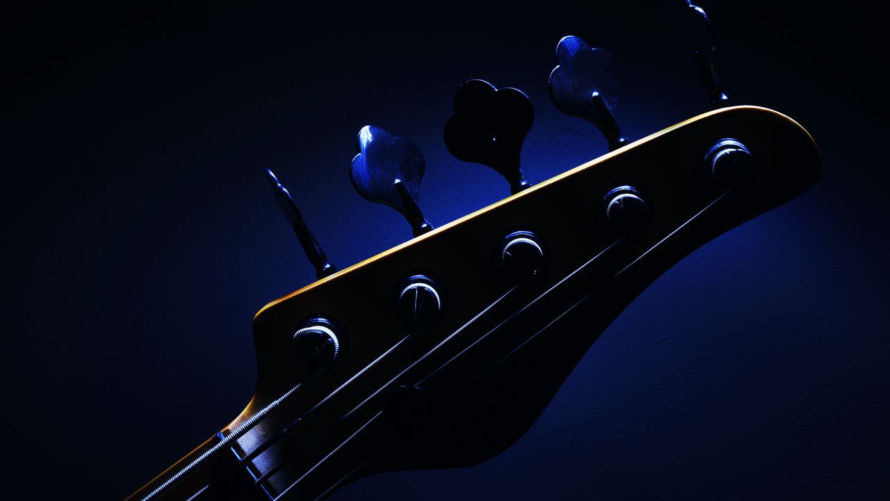 Wallpaper guitar, strings, music, dark, blue