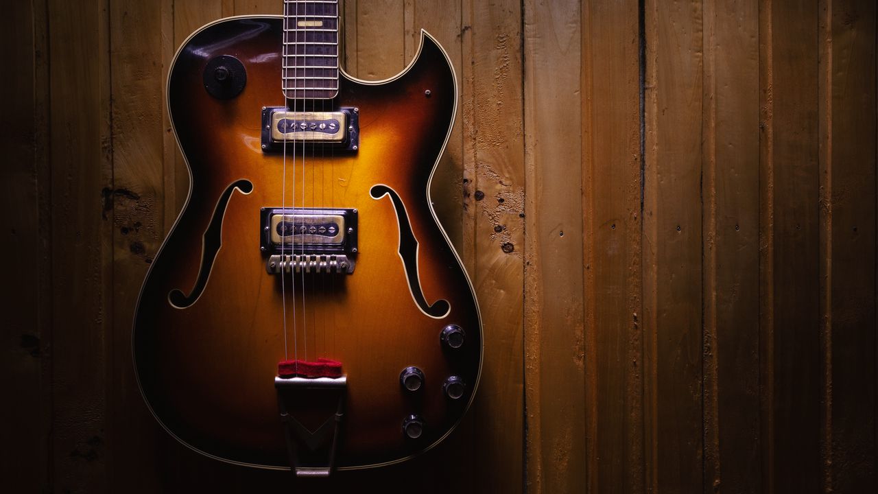 Wallpaper guitar, strings, music, brown