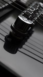 Preview wallpaper guitar, strings, music, macro, black and white