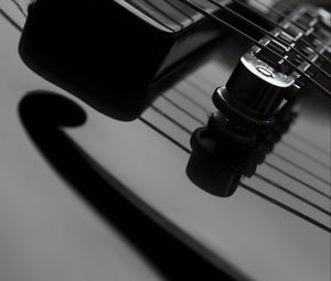 Preview wallpaper guitar, strings, music, macro, black and white