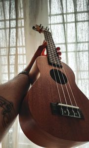 Preview wallpaper ukulele, guitar, strings, music, hand, window
