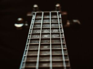 Preview wallpaper guitar, strings, neck guitar, frets, blur