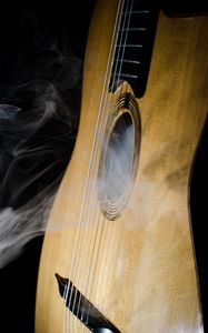 Preview wallpaper guitar, strings, smoke, music