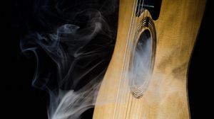 Preview wallpaper guitar, strings, smoke, music