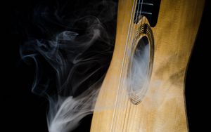 Preview wallpaper guitar, strings, smoke, music