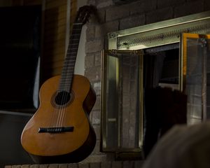 Preview wallpaper guitar, strings, wall, music