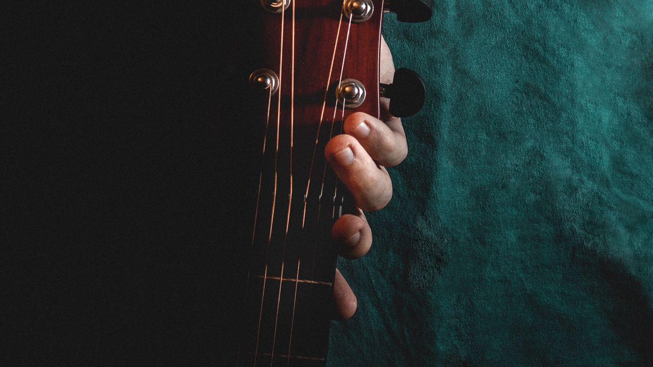 Wallpaper guitar, tattoo, hand, fingers, strings