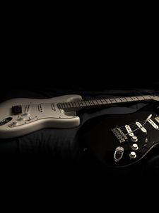 Preview wallpaper guitars, musical instruments, darkness, music