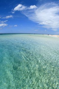 Preview wallpaper gulf, water, transparent, sand, coast, beach, sky