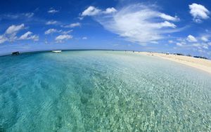 Preview wallpaper gulf, water, transparent, sand, coast, beach, sky