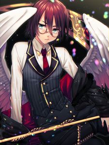 Preview wallpaper guy, angel, wings, glasses, anime, art