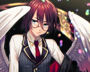 Preview wallpaper guy, angel, wings, glasses, anime, art