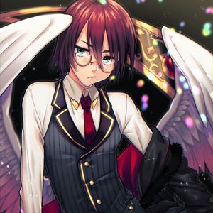 Preview wallpaper guy, angel, wings, glasses, anime, art