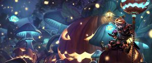 Preview wallpaper guy, armor, pumpkin, halloween, anime, art