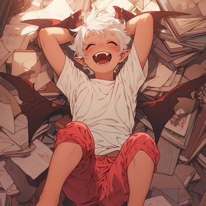 Preview wallpaper guy, bat, laughter, smile, books, anime
