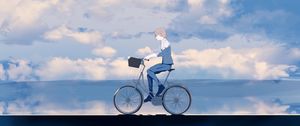 Preview wallpaper guy, bike, alone, anime