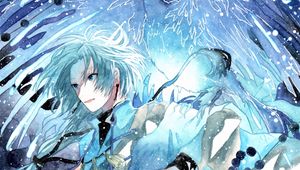 Preview wallpaper guy, bird, snow, watercolor, anime