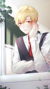 Preview wallpaper guy, blush, tie, anime