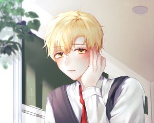 Preview wallpaper guy, blush, tie, anime