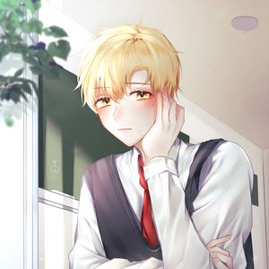 Preview wallpaper guy, blush, tie, anime