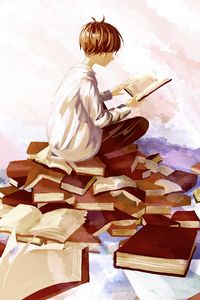 Preview wallpaper guy, books, reading, anime, art