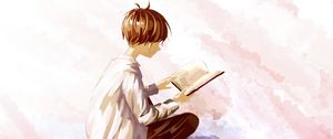 Preview wallpaper guy, books, reading, anime, art