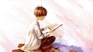 Preview wallpaper guy, books, reading, anime, art