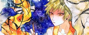 Preview wallpaper guy, brush, snow, watercolor, anime